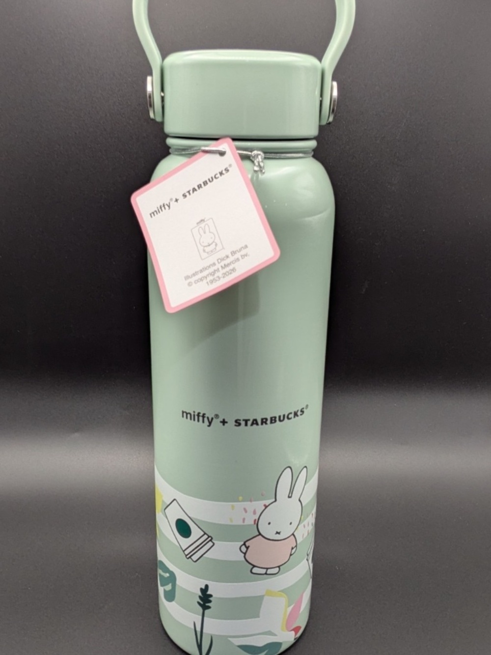 NWT Starbucks Miffy Limited Edition Stainless Steel Water Bottle Mint Green 27oz
